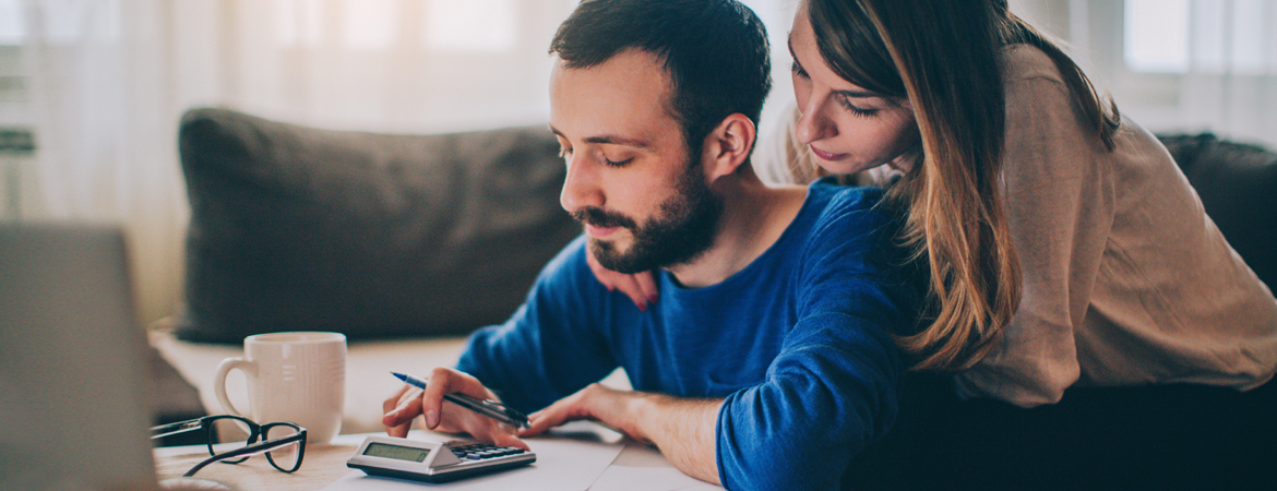 Couple reviewing their budget together