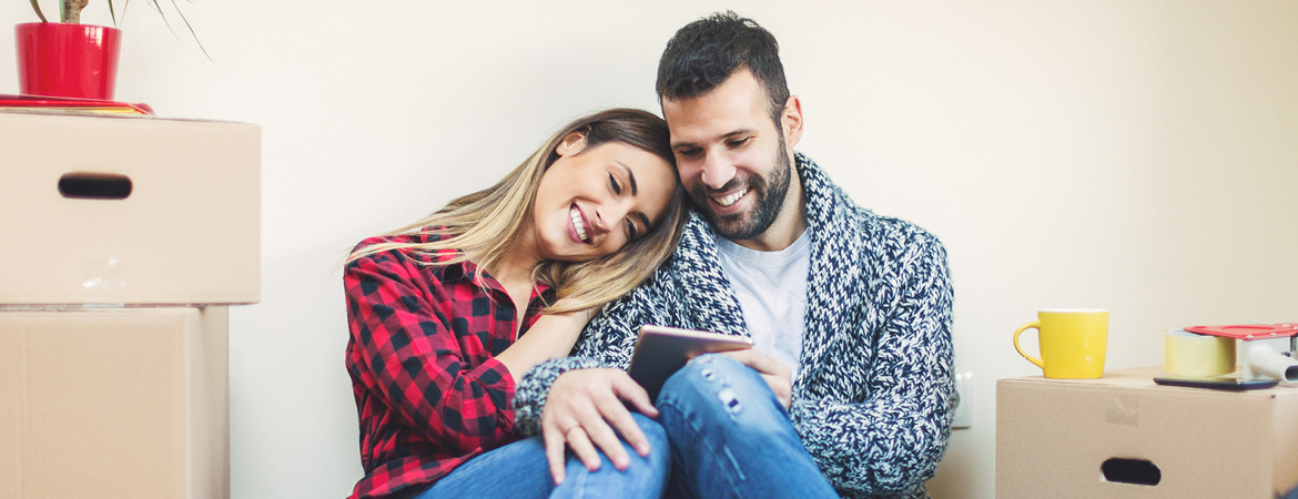 Young couple moving into their new manufactured home